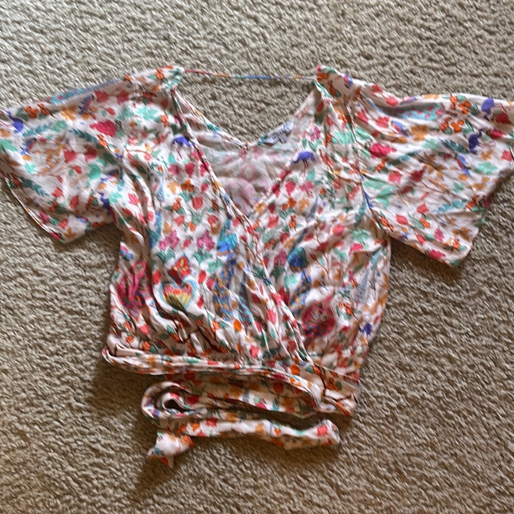 Benares for Anthropology Wrap floral blouse size women’s large